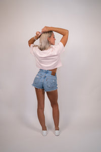 Cropped Boxy Pink Tee lovepeopleapparel